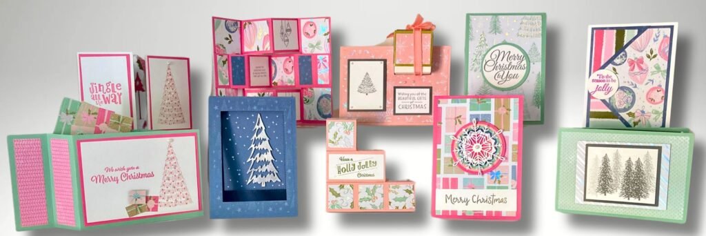 10 Fancy Fold cards featuring Stampin' Up! products for an online class