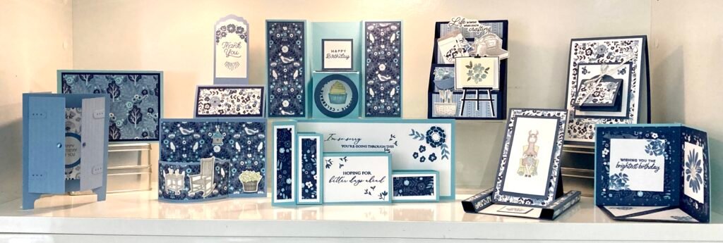 10 Fancy Fold cards featuring Stampin' Up! products for an online class