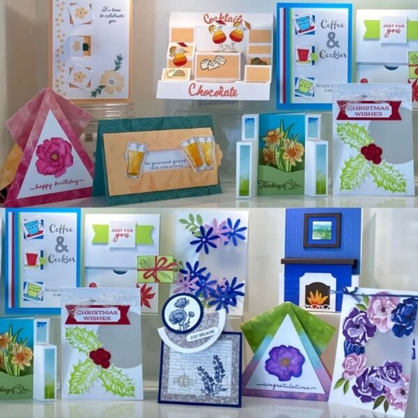 10 Fancy Fold cards featuring Stampin' Up! products for an online class