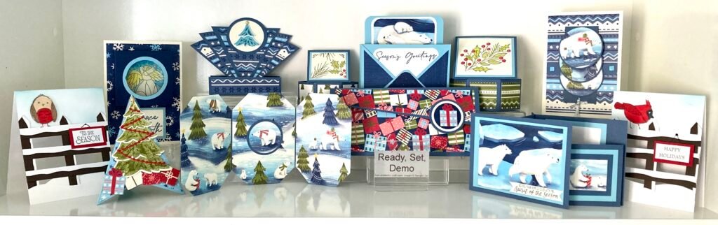 10 Fancy Fold cards featuring Stampin' Up! products for an online class