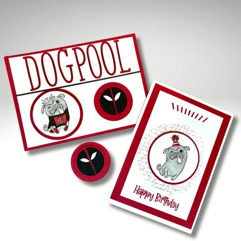 Dogpool Marvel card made using the One More Year stamps from Stampin' Up! how to video