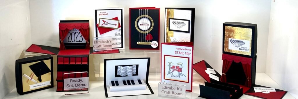 Theatre explosion box and music and more cards from Stampin' Up! online class