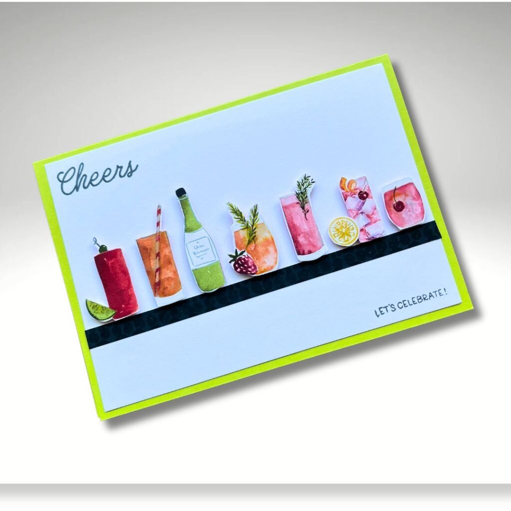 Cheers & Sips Bundle and Celebratory Sips Designer Series Paper to create a shelf full of cocktails and drinks