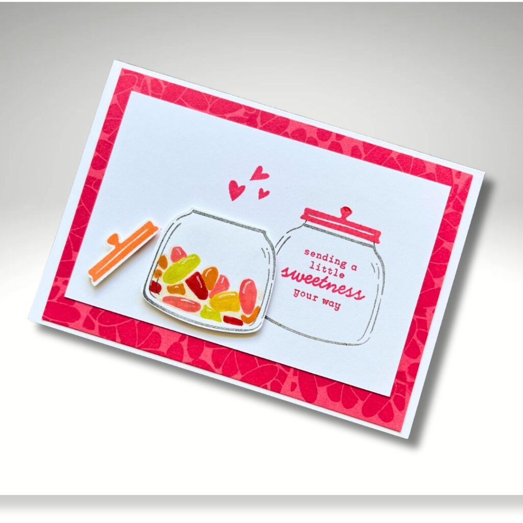 Card showing Sweet Jar bundle from Stampin' Up! featuring jelly beans in the jar