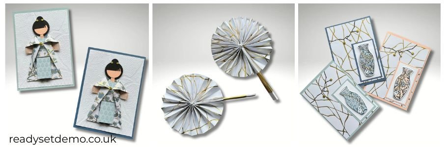 Kintsugi Inspirations Class Stampin' Up! cards a box a fan from this online class 