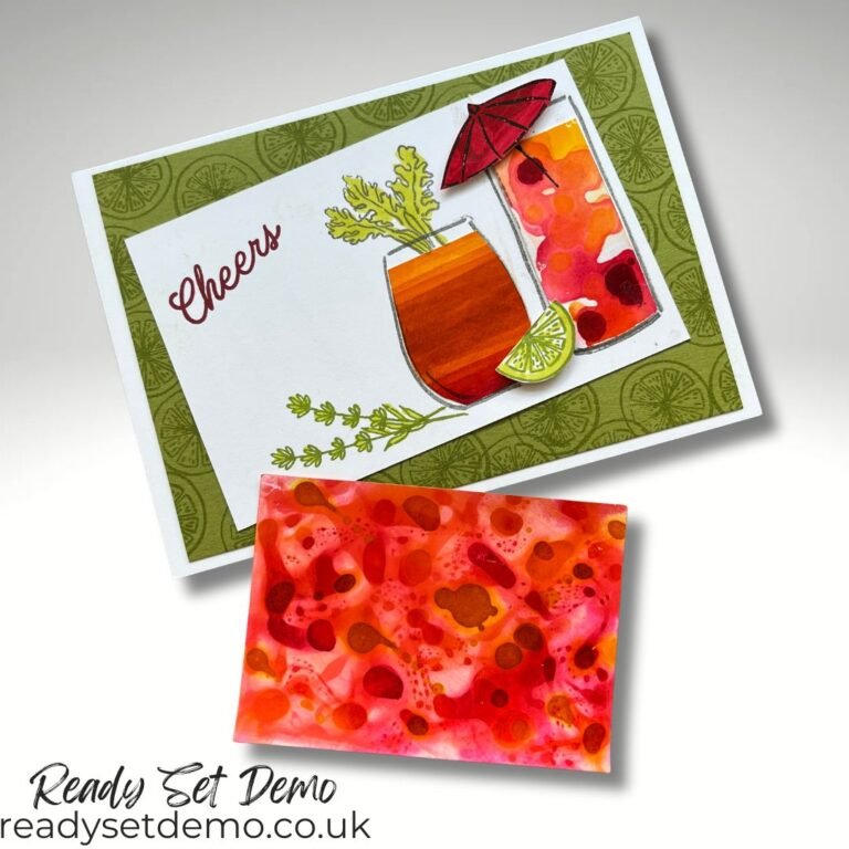 Handmade technique card featuring the Cheers & Sips stamps from Stampin' Up!