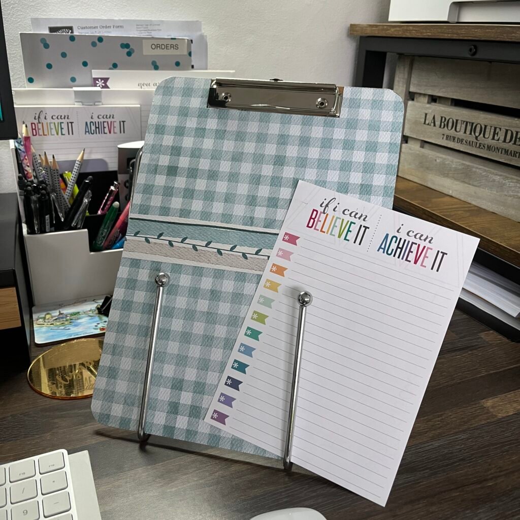 Clipboard covered in the Everyday Happiness Designer Paper from Stampin' Up!