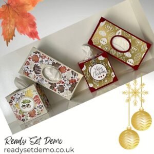 Seasonal Tissue Box Covers handmade with Autumn and Christmas Designer Paper 