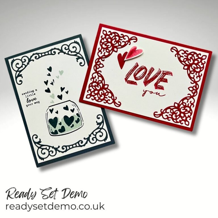 Hand made Valentines Cards, stamped love and heart images and delicate frame die cuts from Stampin' Up!