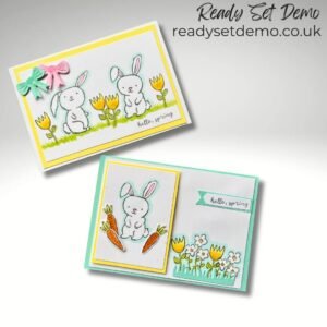 Two Bunny Hello Spring cards using Stampin' Up! Easter Basket bundle Tips & Ideas