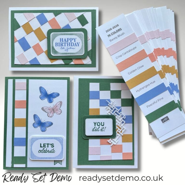 Three handmade card designs using Stampin’ Up! Bookmark offcuts
