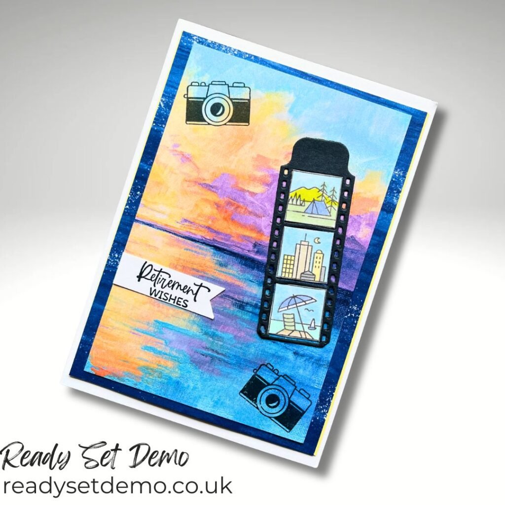 Sunset card using Scenic Coast DSP and Capturing Smiles bundle Stampin’ Up!
