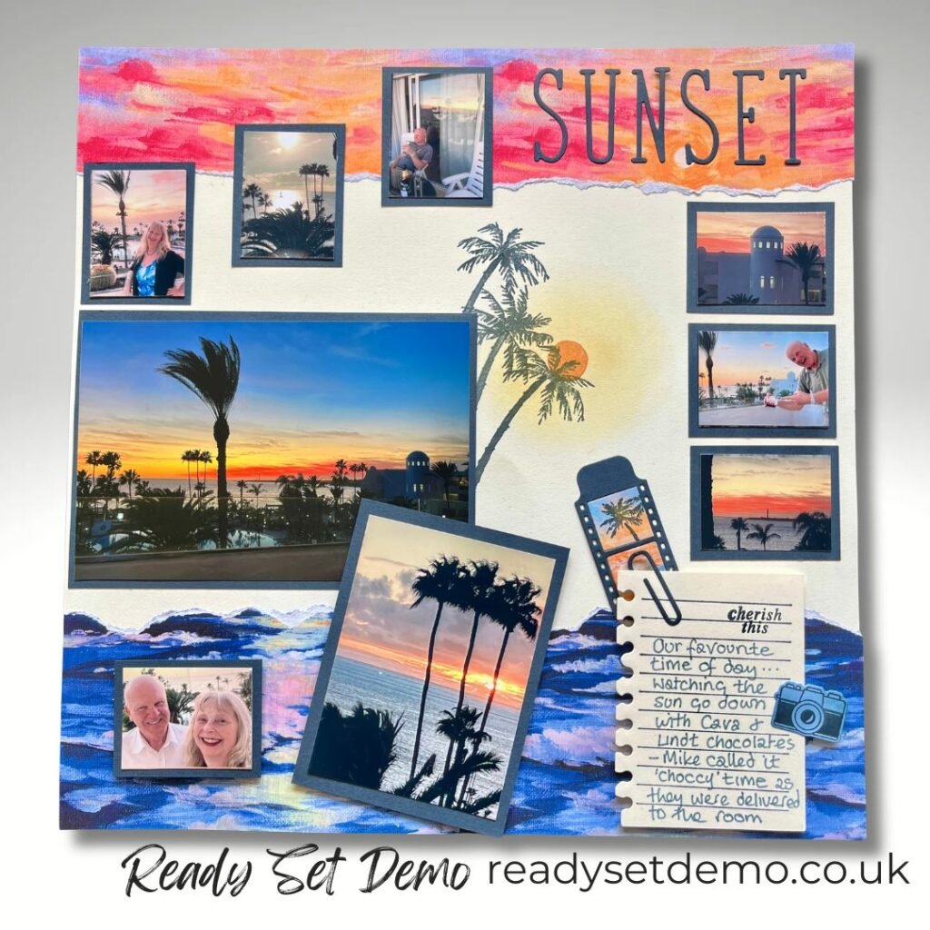 Scrapbook layout using Scenic Coast DSP and Capturing Smiles bundle Stampin’ Up!
